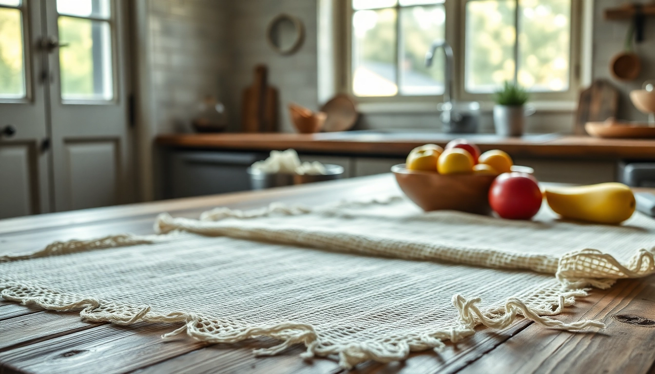 Kaasdoek ligt op een houten tafel met verse ingrediënten.